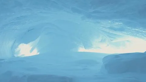 Antarctica Ice Cave Inside View. Polar Background. Stock Photos