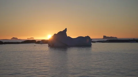 Antarctica Iceberg in Sunset Stock Footage 88480445