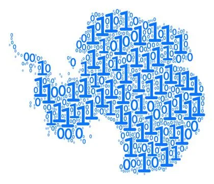 Antarctica Map Collage of Binary Digits Illustrazione stock