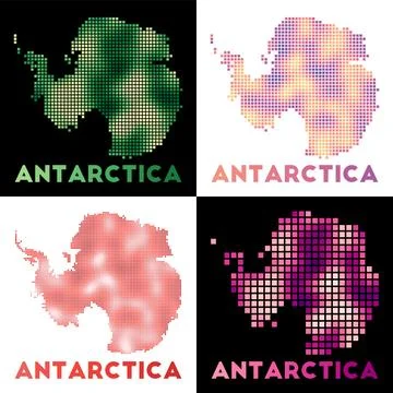 Antarctica map. Collection of map of Antarctica in dotted style. Borders of.. Stock Photos