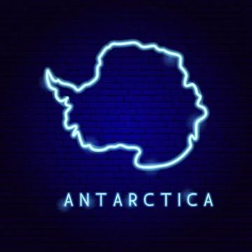 Antarctica Map Neon Silhouette Stock Illustration