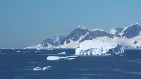 Antarctica Massive Iceberg Floating in Deep Blue Water, Bismarck Strait, Ru.. Stock Footage 342660364