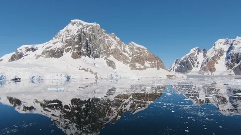 Antarctica Mountains Reflection on Water Stock-Footage 88480471