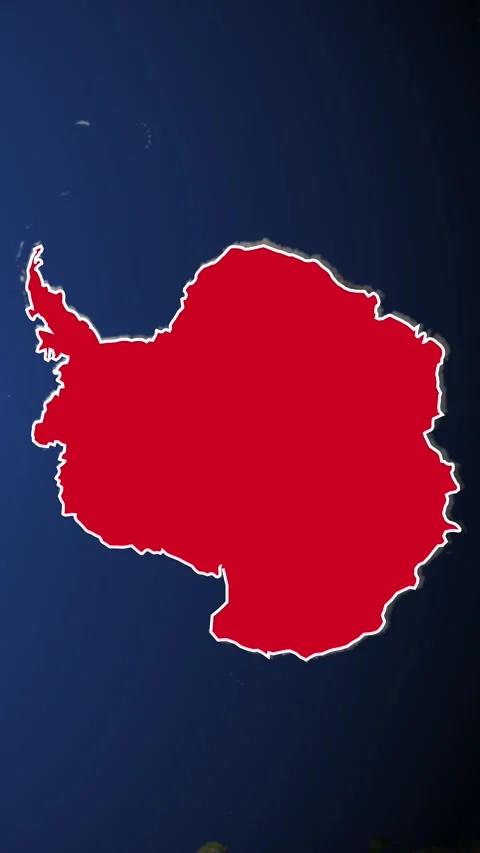 Antarctica National Border Vertical Map Topography Animation 4K 库存影片 329917800