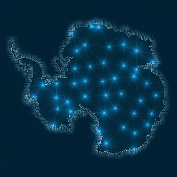 Antarctica network map. Abstract geometric map of the country. Digital conn.. Stock-Illustration