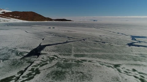 Antarctica penguins from the air Stock Footage 102442883