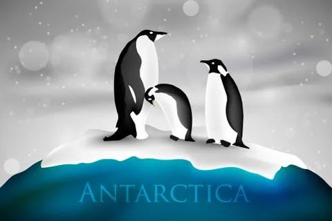 Antarctica with penguins Stock Illustration