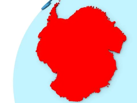 Antarctica in red on blue globe Stock Illustration