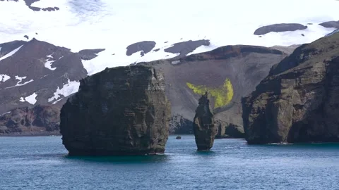 Antarctica Remote Sea Stacks Islands Rocks Boulders Mountains Sailing by Stock Footage 277918448