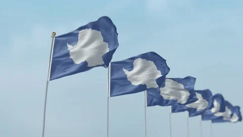 Antarctica Row Of Flags Animation Stock Footage 136178783