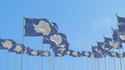 Antarctica  Row Of Flags Animation Stock-Footage 148615931