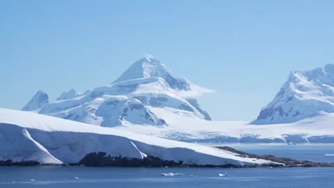 Antarctica Rugged Snow-Capped Mountains, Pristine Polar Wilderness Nature E.. Stock Footage 342660433