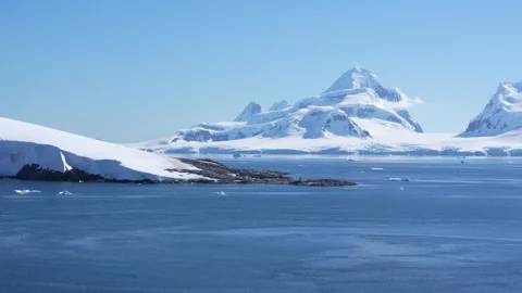 Antarctica Rugged Snow-Capped Mountains, Pristine Polar Wilderness Nature E.. Stock Footage 342660449
