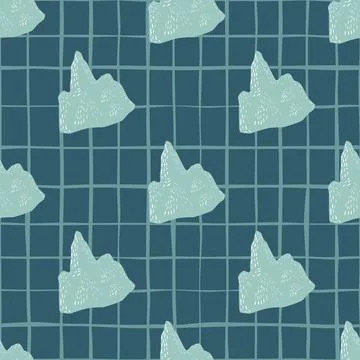 Antarctica seamless nature winter pattern with simple iceberg ornament. Navy  Illustrazione stock