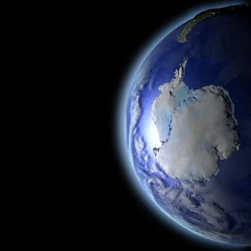 Antarctica from space in the evening light Illustrazione stock
