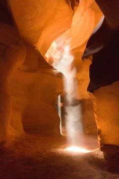 Antelope Canyon with double lightbeams Stock Photos