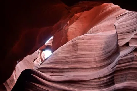 Antelope canyon sun shining through Stock Photos