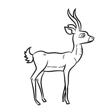 Antelope Cartoon - Line Drawn Vector Stock Illustration