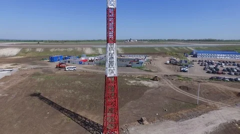 Antenna at the airport Stock Footage 92425350