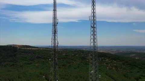 Antenna and base station masts Stock Footage 148531211