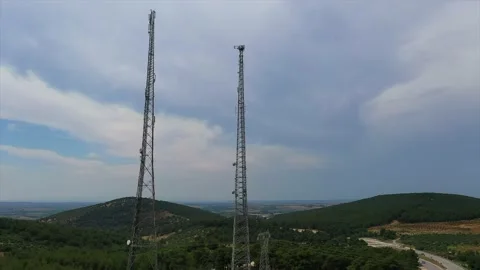 Antenna and base station masts Stock Footage 148531734
