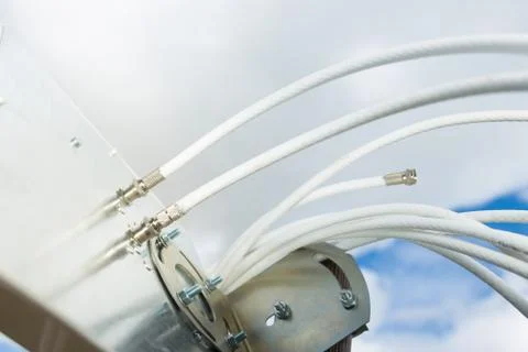 Antenna and cable. Cellular coverage. Stock Photos