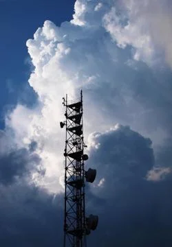 Antenna and thunderclouds Stock Photos