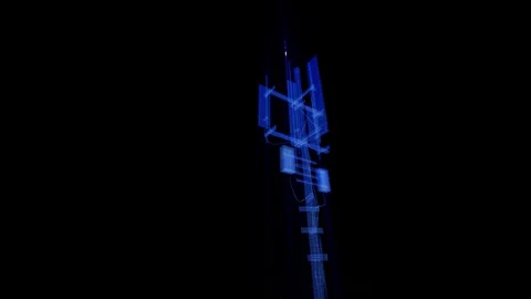 Antenna animation and the process of scanning signals. Radio communications. Stock Footage 302447496