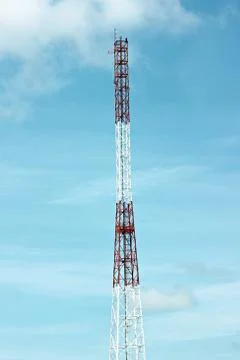 Antenna array telephone and mobile on blue sky. Stock Photos