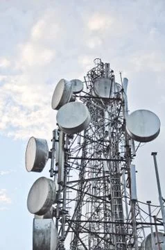 Antenna with cloudy sky Stock Photos