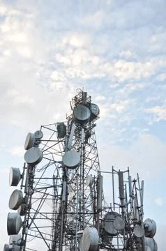 Antenna with cloudy sky Stock Photos
