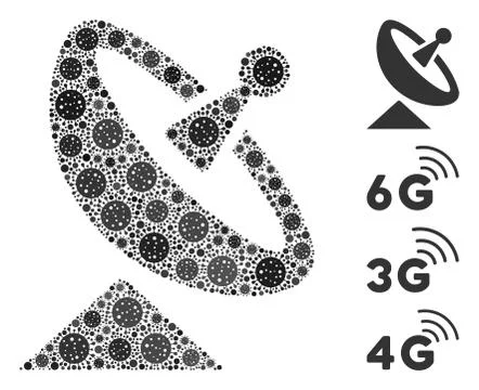 Antenna Collage of Covid Virus Elements Stockillustratie