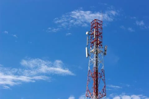 Antenna of communication building Stock Photos