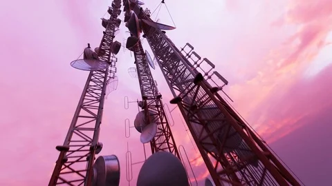 Antenna complex during sundown Stock Footage 84511267