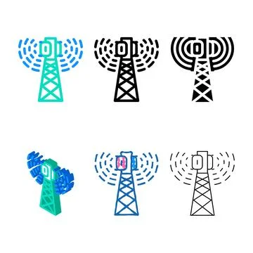 Antenna electromagnetic color icon vector pack Stock Illustration
