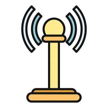 Antenna emitting wireless signal waves for global network connectivity Stock Illustration