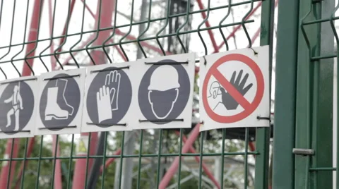 Antenna with fence and stop signs Video stock 62779341