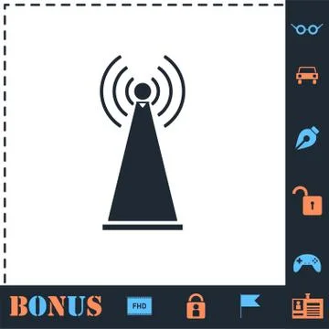 Antenna icon flat Stock Illustration