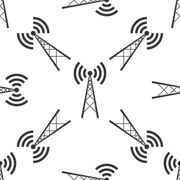Antenna icon seamless pattern on white background. Vector Illustration Stock Illustration