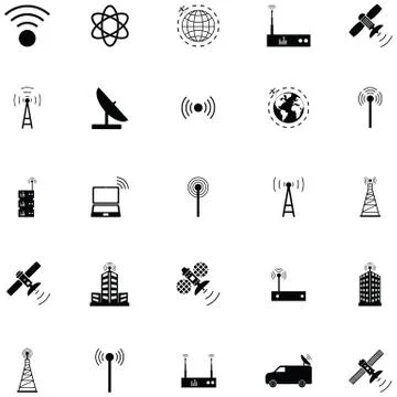 Antenna icon set Stock Illustration