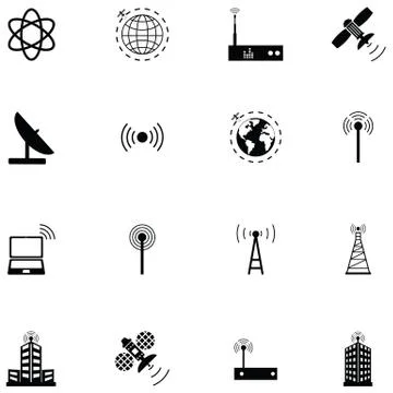 Antenna icon set Stock Illustration
