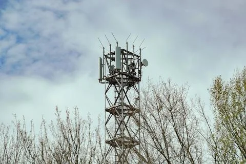Antenna installations 5G. Internet broadcasting and radio transmission and re Stock Photos