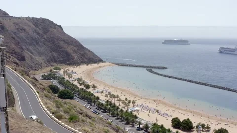 Antenna next to a beach. Communication tower. Tenerife. Drone. Aerial.  2 Stock Footage 208940656