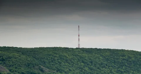 The Antenna Tower Against The Clouds Time Lapse Stock Footage 114644552