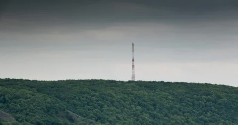 The Antenna Tower Against The Clouds Time Lapse 4k60 Stock Footage 114648252