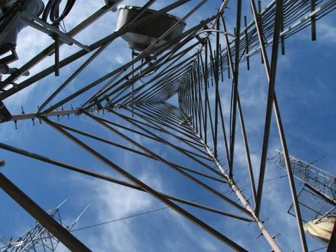 Antenna tower from below Stock Photos
