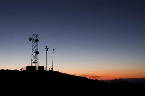 Antenna tower silhouette Stock Photos