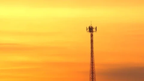 Antenna tower with sunset, 4k video Stock Footage 82947795