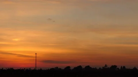 Antenna tower with sunset, 4k video Stock Footage 82952620