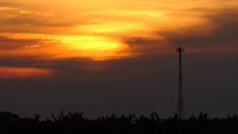 Antenna tower with sunset, 4k video Stock-Footage 82955748